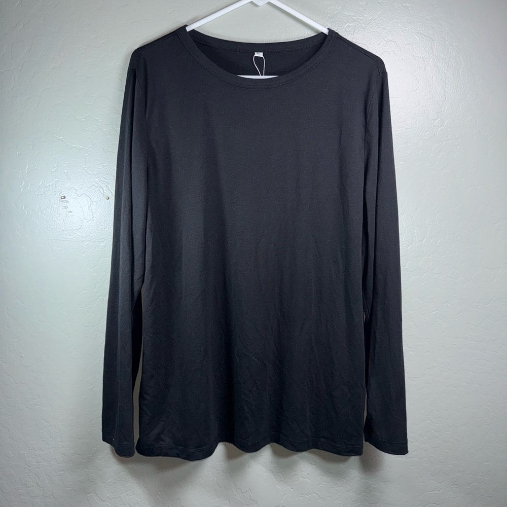 Black Long Sleeve Stretch Tee XL | Soft Minimal Everyday Top
